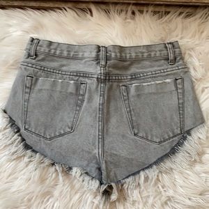 Glamorous grey frayed denim jean shorts